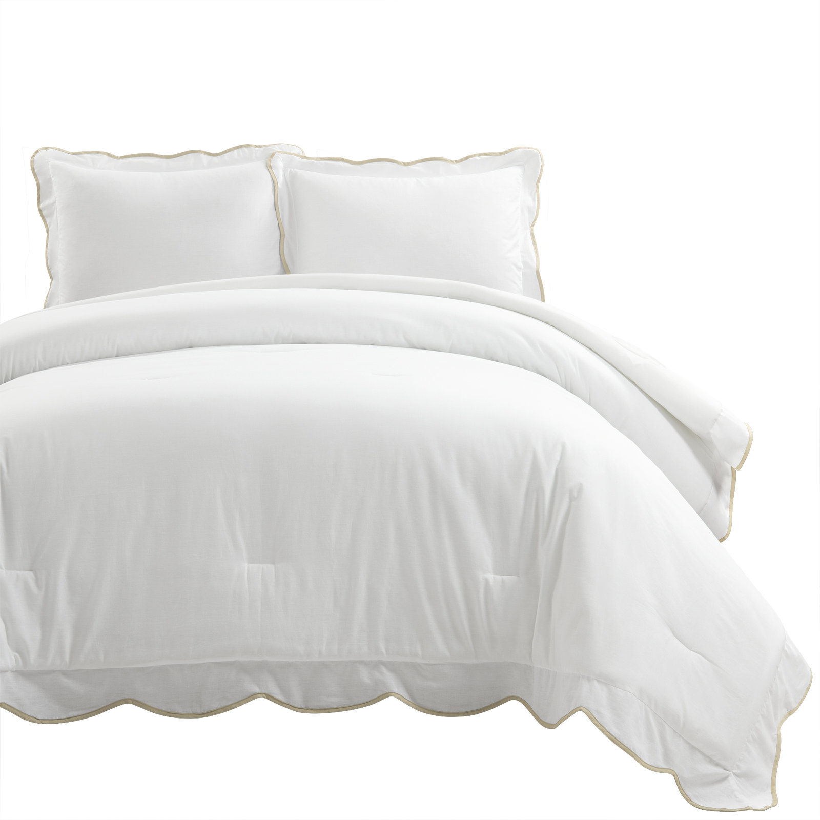 Nolita Cotton Blend Comforter Set, Queen Comforter, Beige