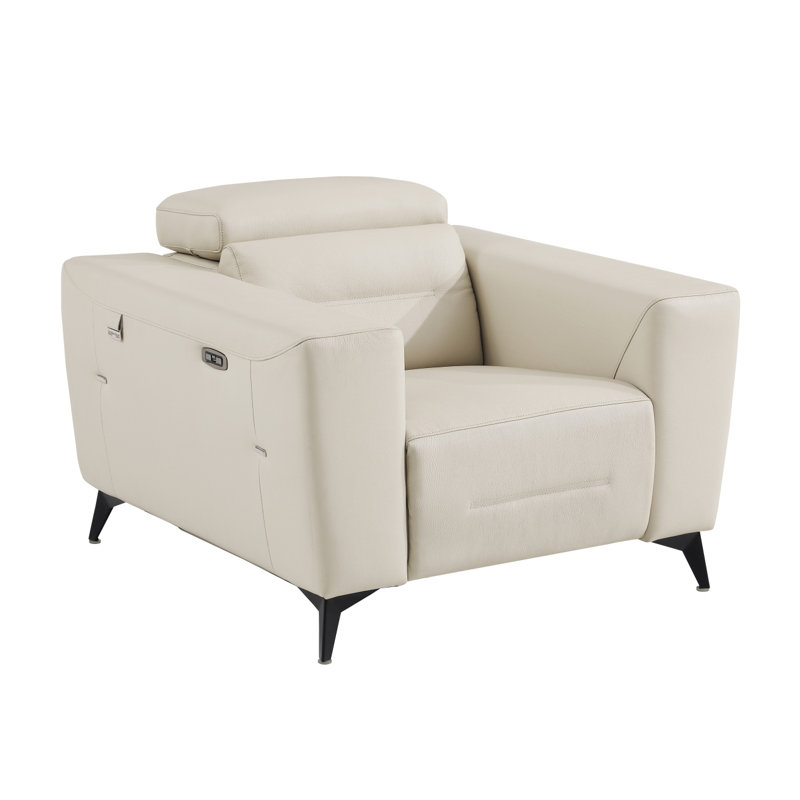 Fauteuil inclinable électrique en cuir fleuri Waad, Beige