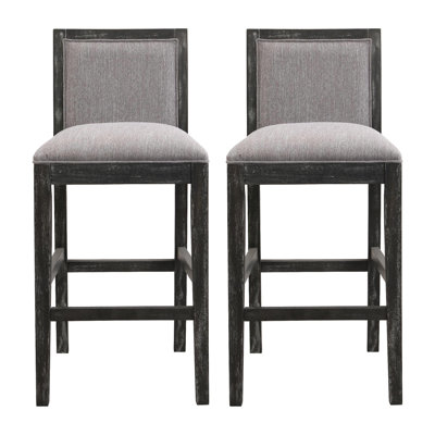 30.5 Inch Height Bar Stools Set Of 2, Rubber Wood Frame,Fabric Sponge Cushion And Upholstered Barstools, Retro Bar Chairs Suitable For Kitchen Island,Bedroom,Dining Room.