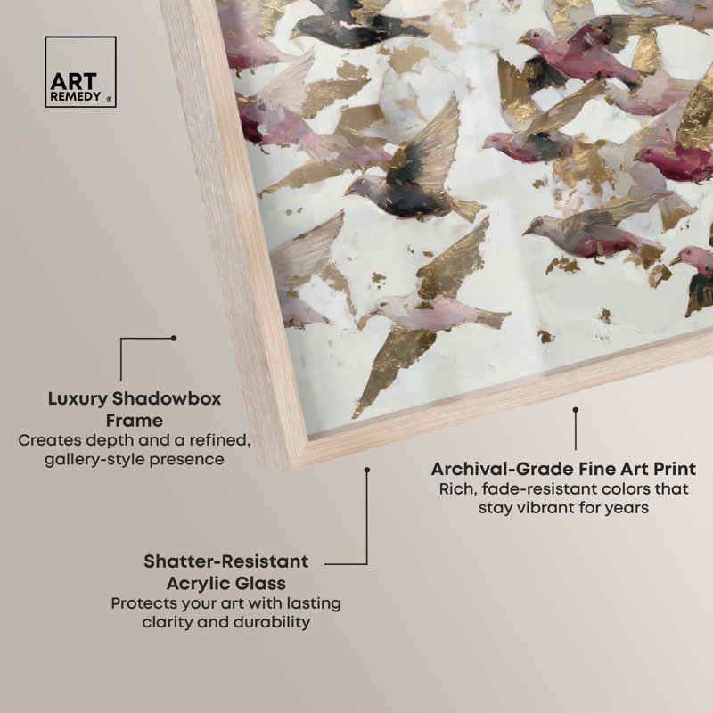 Grande décoration murale côtière «Shadowbox» par Art Remedy, encadré blond, 16 x 11, H 11 po x l 16 po, Cadre blond