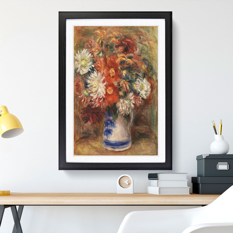 Bouquet of Flowers Vol.1 by Pierre-Auguste Renoir - Picture Frame Painting, 65cm H x 48cm W x 2cm D, Black