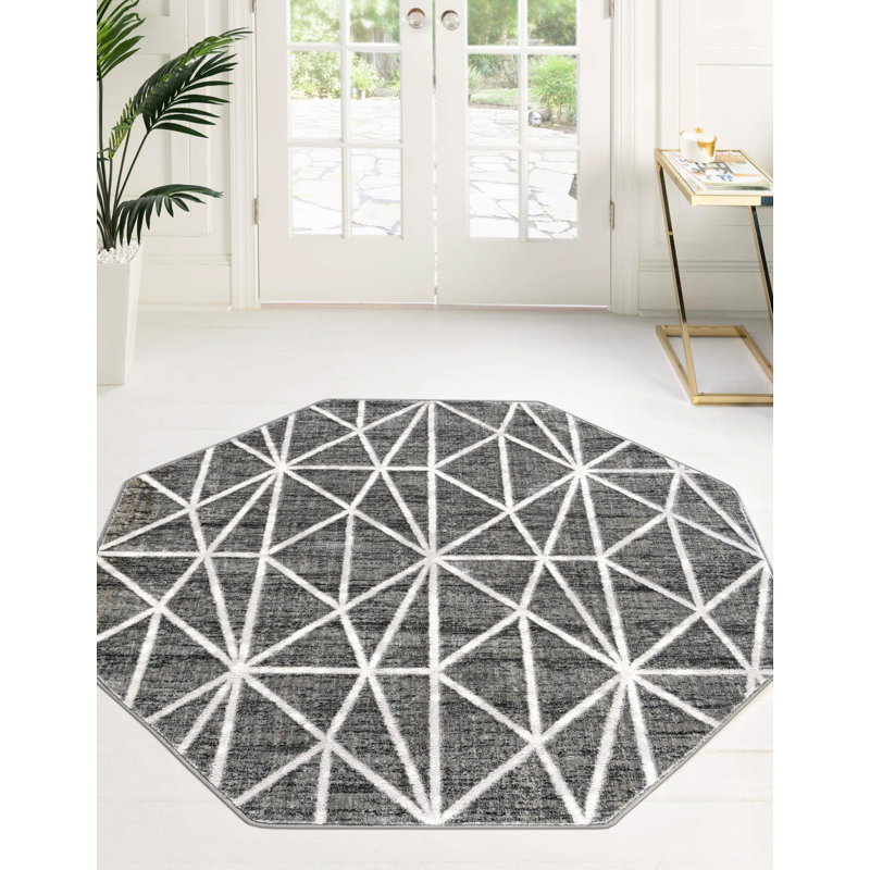 Eshin Abstract Indoor Rug, Octagon 5'3"
