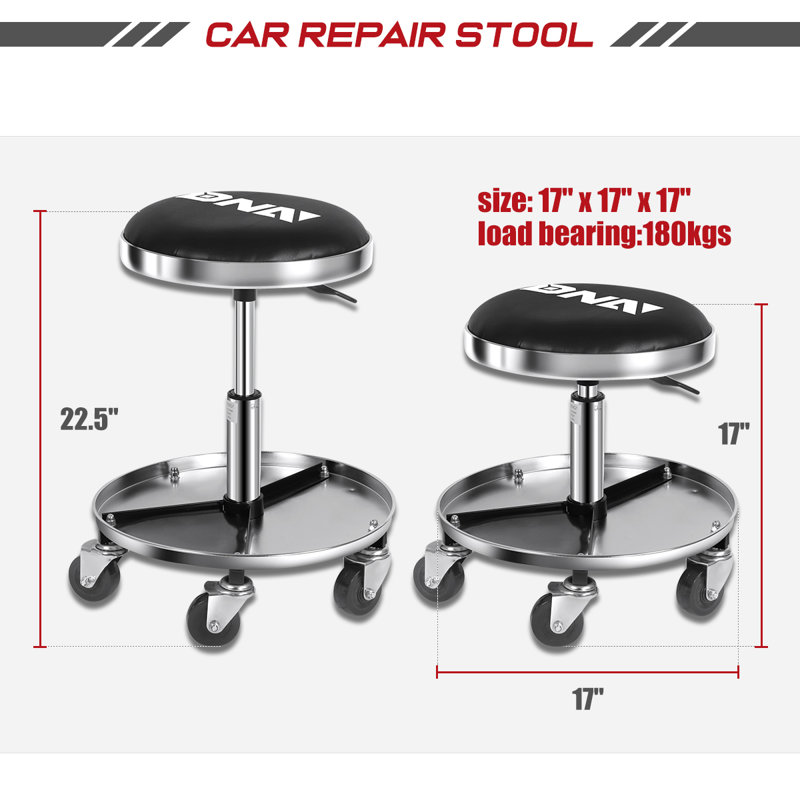 Pneumatic Mechanic Creeper Garage/Rolling Stool, Heavy Duty Roller Seat with Storage Tool Tray