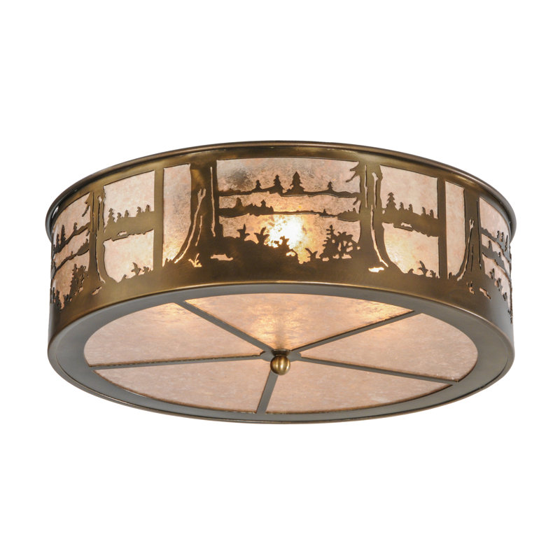 Rustic Lodge 4 - Light Flush Mount, Antique Copper, Antique Copper/Silver