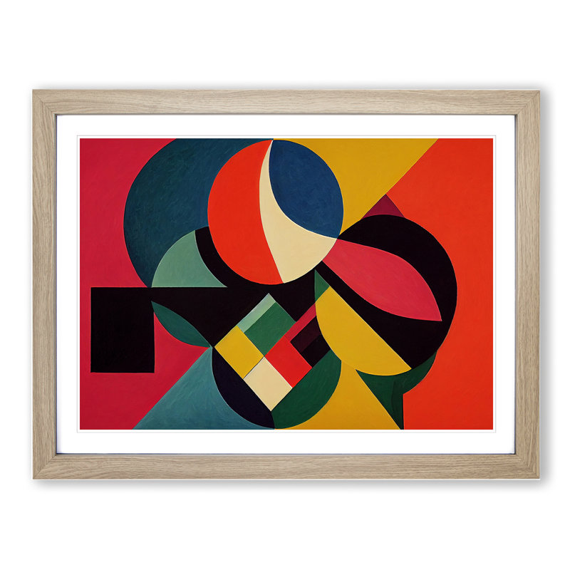 Enthralling Modern Abstract - Single Picture Frame Print, 46cm H x 64cm W x 2cm D, Oak