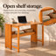 Bureau pliant en bambou brun 40,35 × 21,36 × 29,74 pouces, avec charnières en acier et tablette pour chambre, dortoir ou bureau