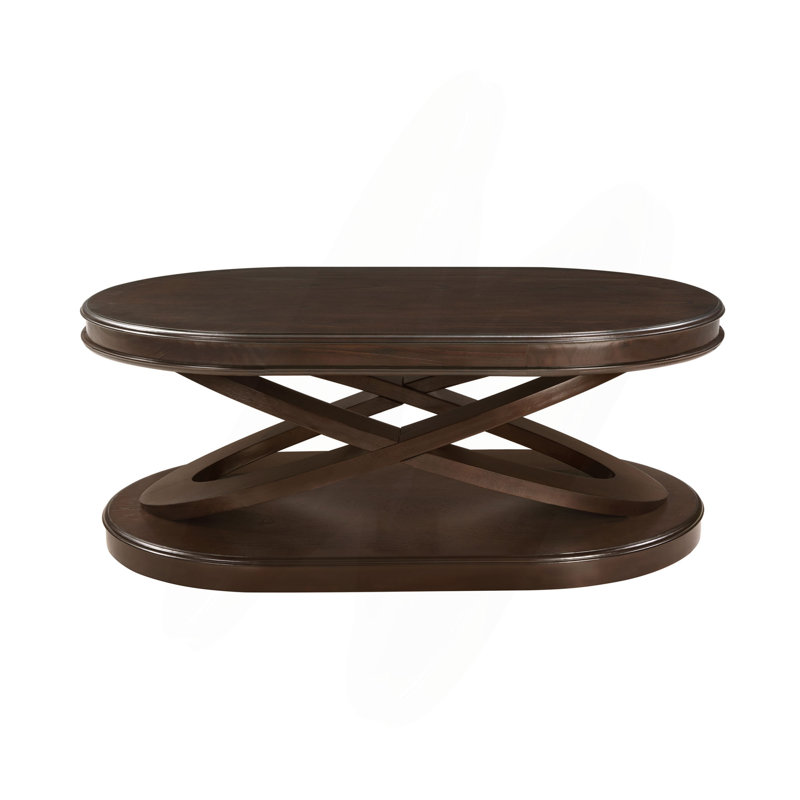 44 Inch Wood Oval Coffee Table With X-Shaped Base,Cocktail Table With Open Storage, Sofa Center Table For Living Room, Home Office,  Espresso