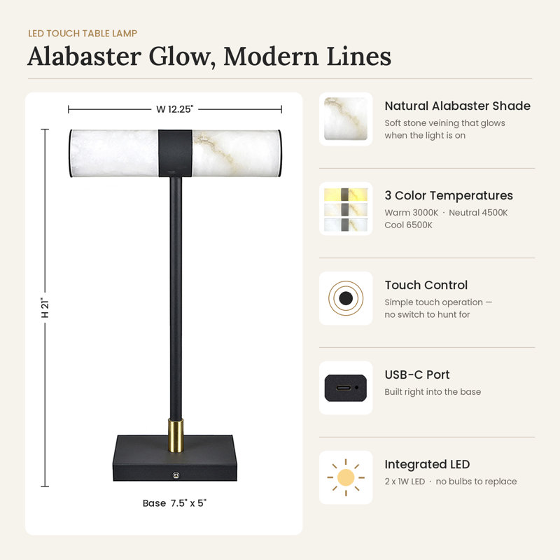 21" Metal Table Lamp With Black Shade