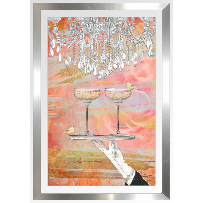 «Cheers Peach», reproduction, H 39,5 po x l 27,5 po x P 0,75 po, Acrylique avec cadre argent