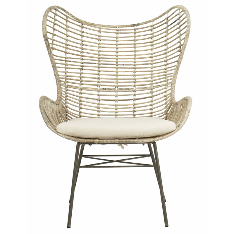 Fauteuil à oreilles en rotin Kailin
