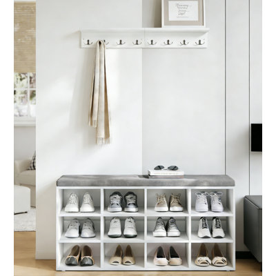 Entryway Storage Bench With Cushioned Seat
