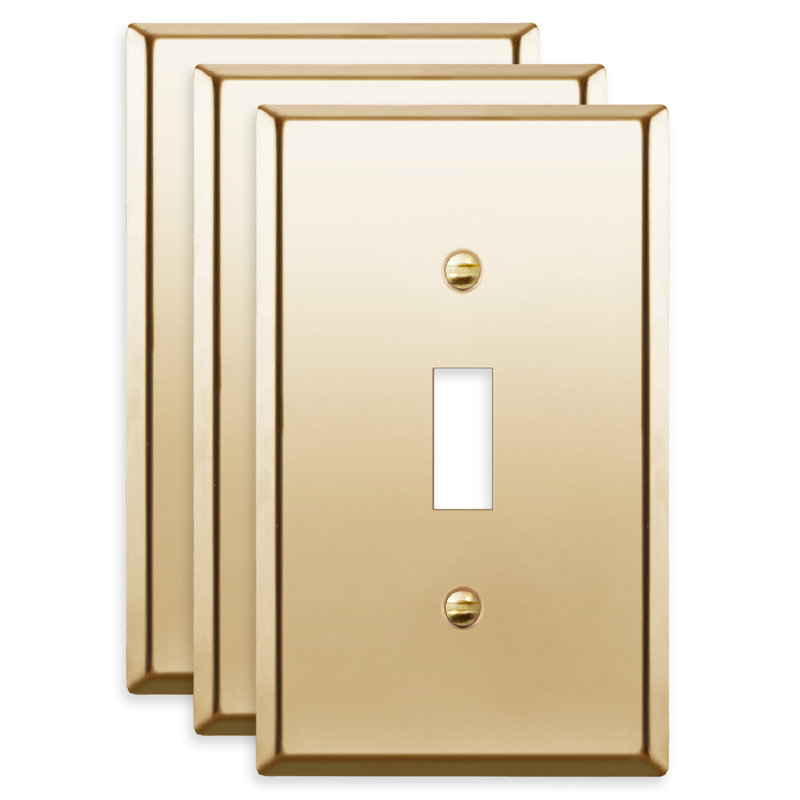 Toggle Switch One-Gang Metal Wall Plate, Mid-Size, Polished Brass, Polished Brass