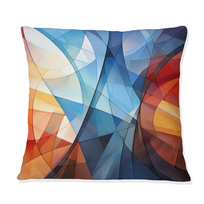 Blue Brown Fractal Modern Energy - Wind Turbines Printed Throw Pillow