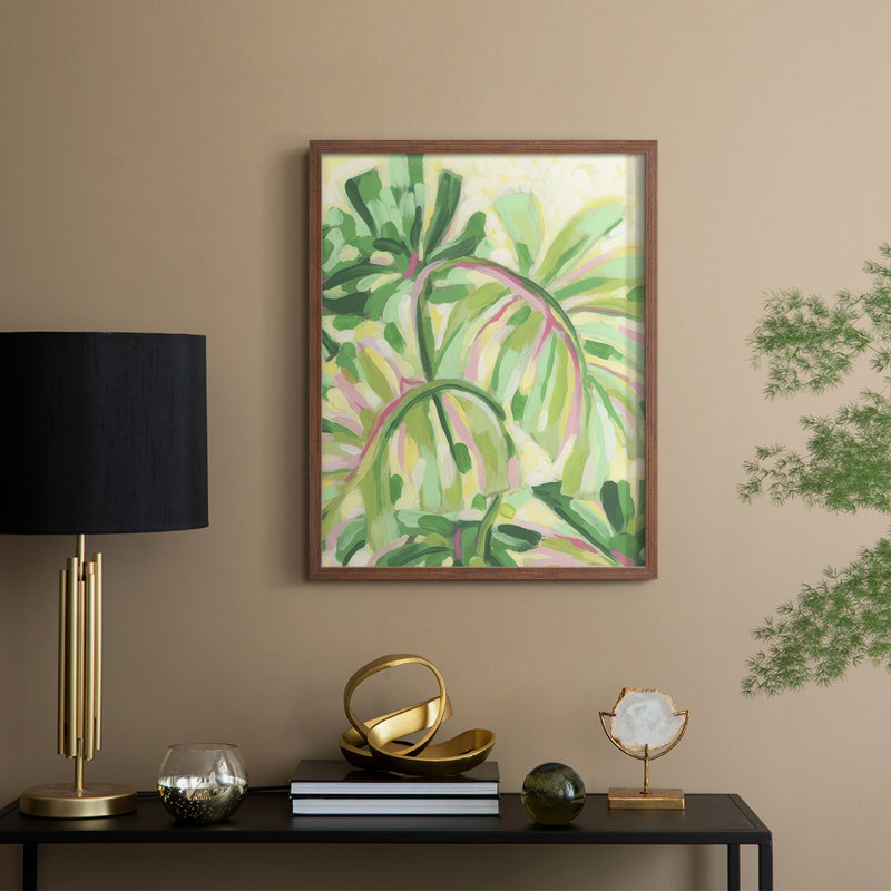«Expressive Palms I», reproduction encadrée - bois massif, H 21 po x l 17 po, Noyer