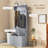 28" 3-In-1 Entryway Hall Tree with Storage Bench, Coat Rack with Four Hooks and Shoe Storage, Gray
