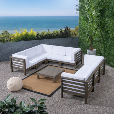 Ajanai Acacia 7 - Person Modular Patio Conversation Set with Cushions