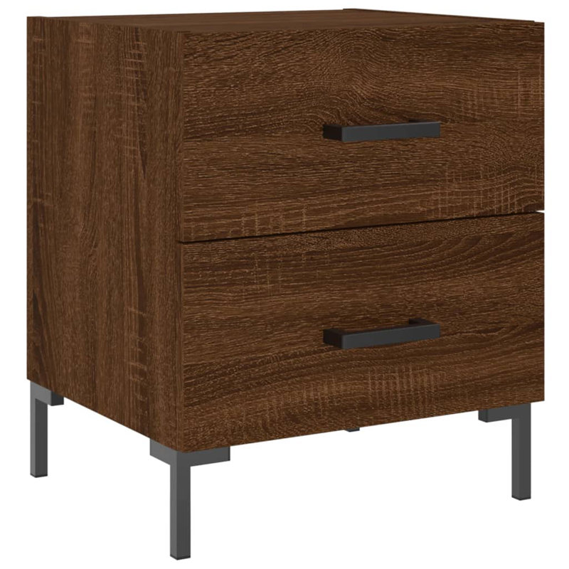 Ellayne 40cm W Iron Bedside Table, Sonoma Oak, Set of 2