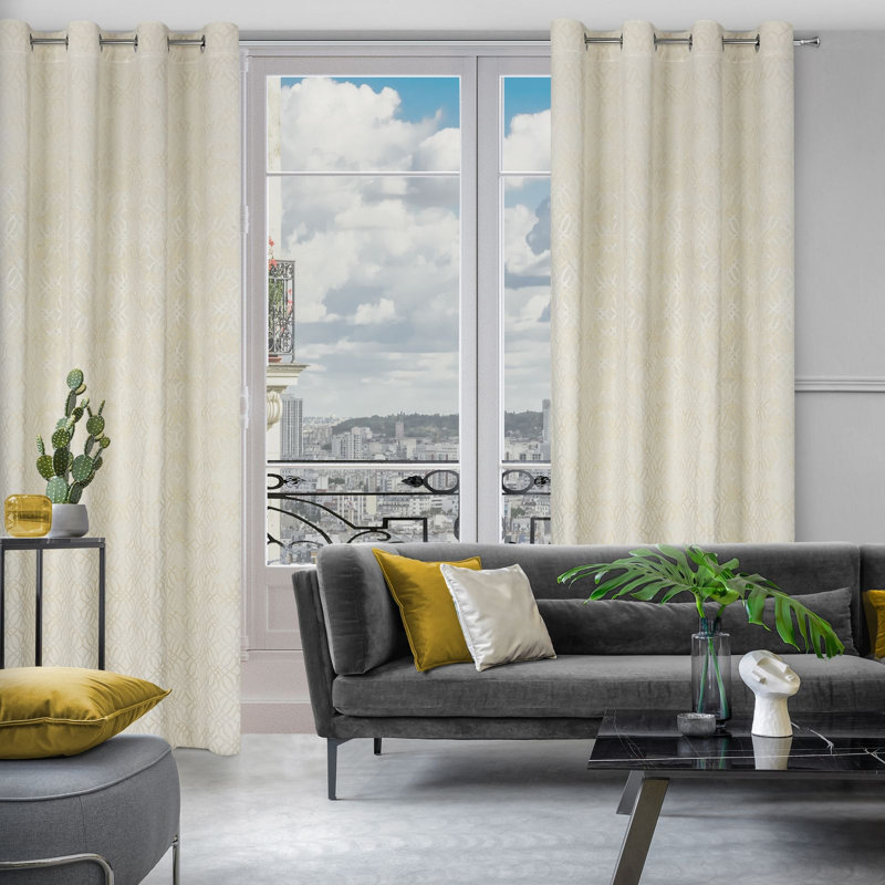 Aanik Blackout Curtains Single Panel, Cream