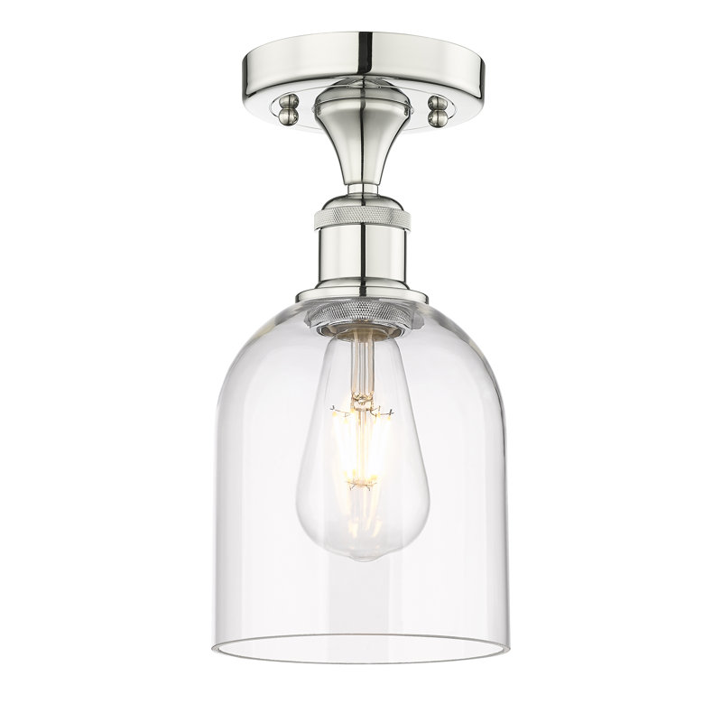 Edison - Allysson - 1 Light 6" Semi-Flush Mount - Seedy Shade, Polished Nickel, Clear