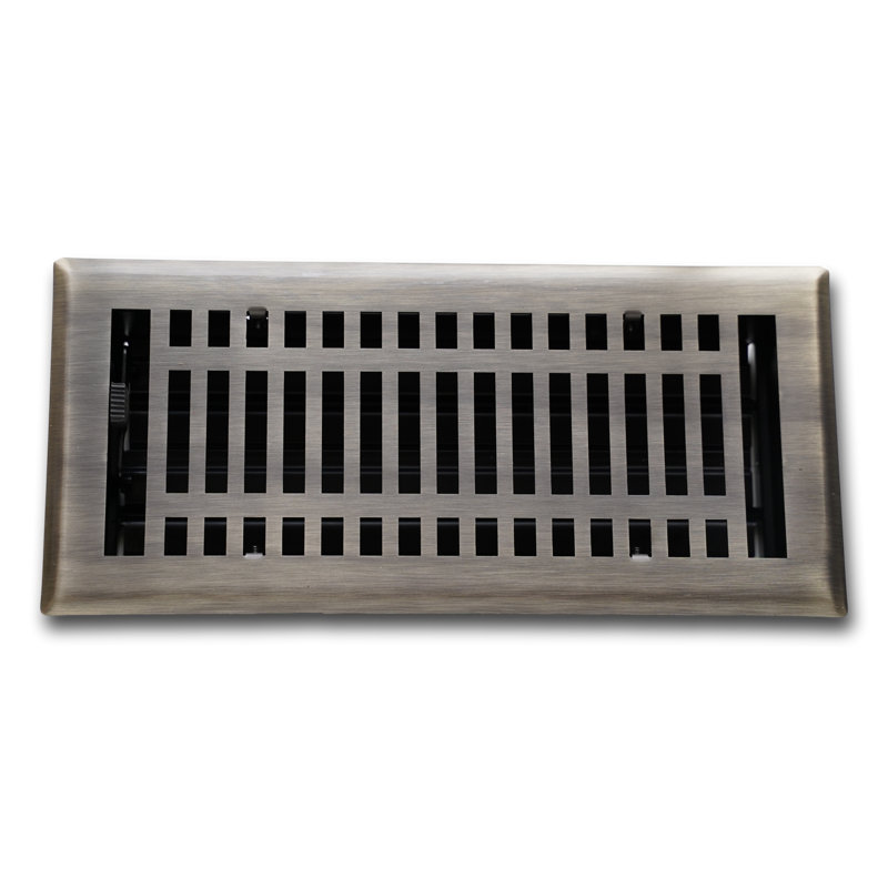 Madelyn Carter Solid Steel Modern Vent Cover with Damper - Floor & Wall Register, Antique Brass, 12 x 6