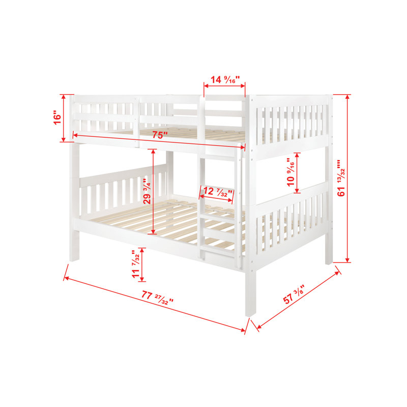 Lit superposé standard en bois massif Bribie par Harriet Bee, Double sur double, Blanc