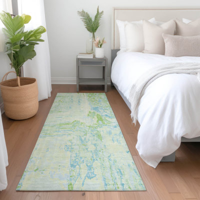 Machine Washable Indoor/Outdoor Christain ACN1352 Mint Rug