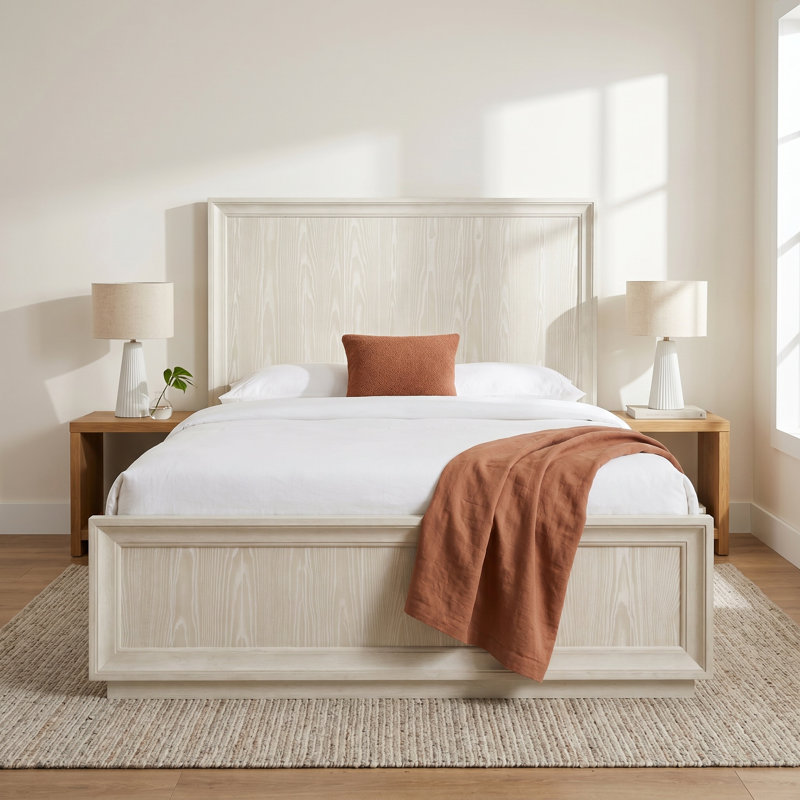 Oakes Solid Wood Panel Bed, Queen