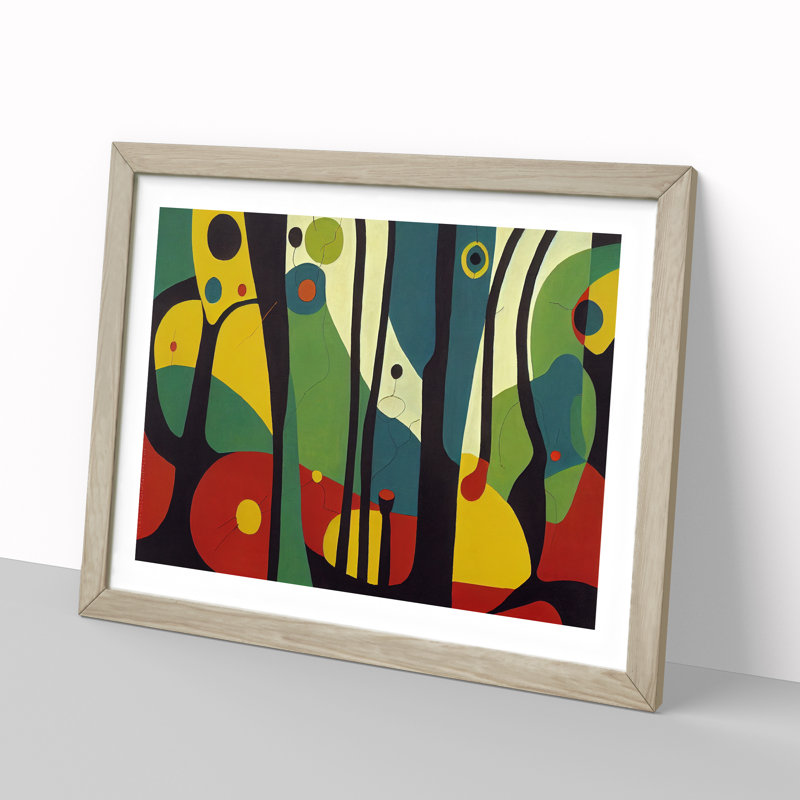 Fantastic Abstract Forest 1 Piece Single Picture Frame Wall Art, 25cm H x 34cm W x 2cm D, Oak