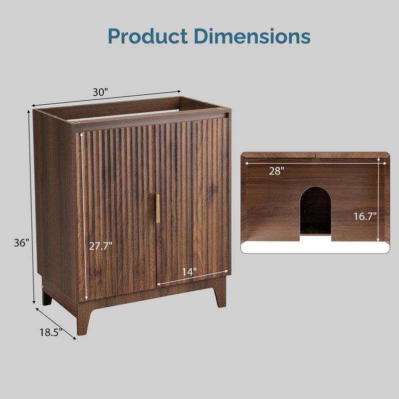 Tablette de meuble-lavabo 30 po en noyer sans lavabo supérieur