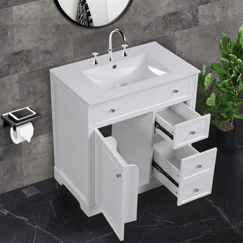 Meuble-lavabo simple 30 po avec comptoir en céramique Rollon