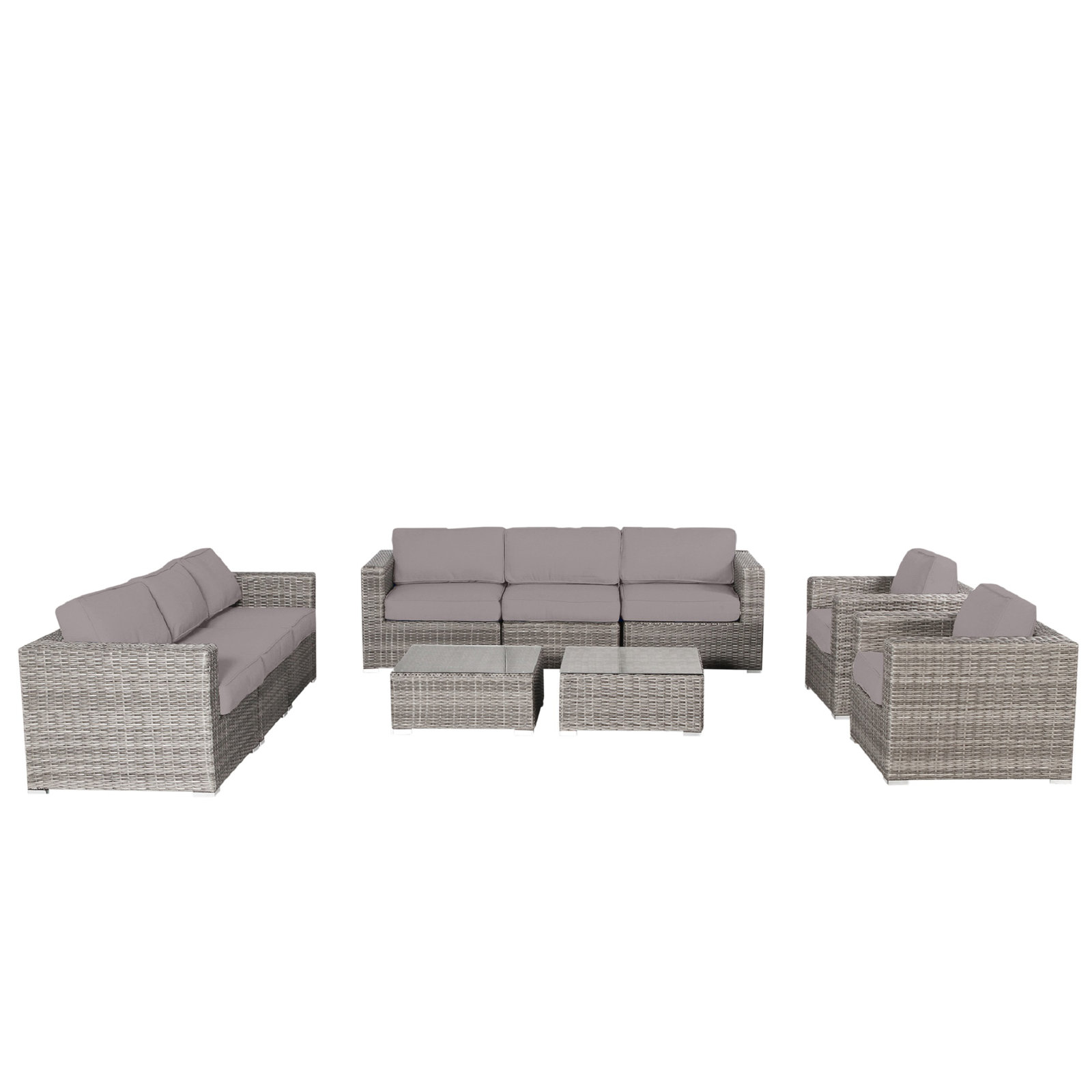 Franke Wicker 8 Person Seating Group, Canvas Taupe Sunbrella® Canvas, Mixed Gray