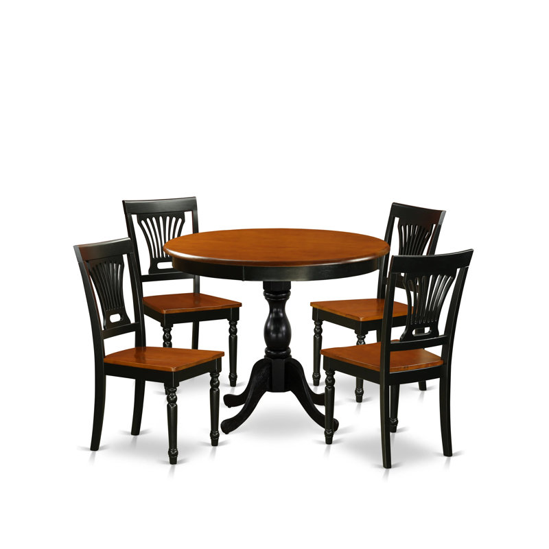  Ensemble de table à manger 5 pièces en bois et 4 chaises de salle à manger avec dossier à lattes - finition noire