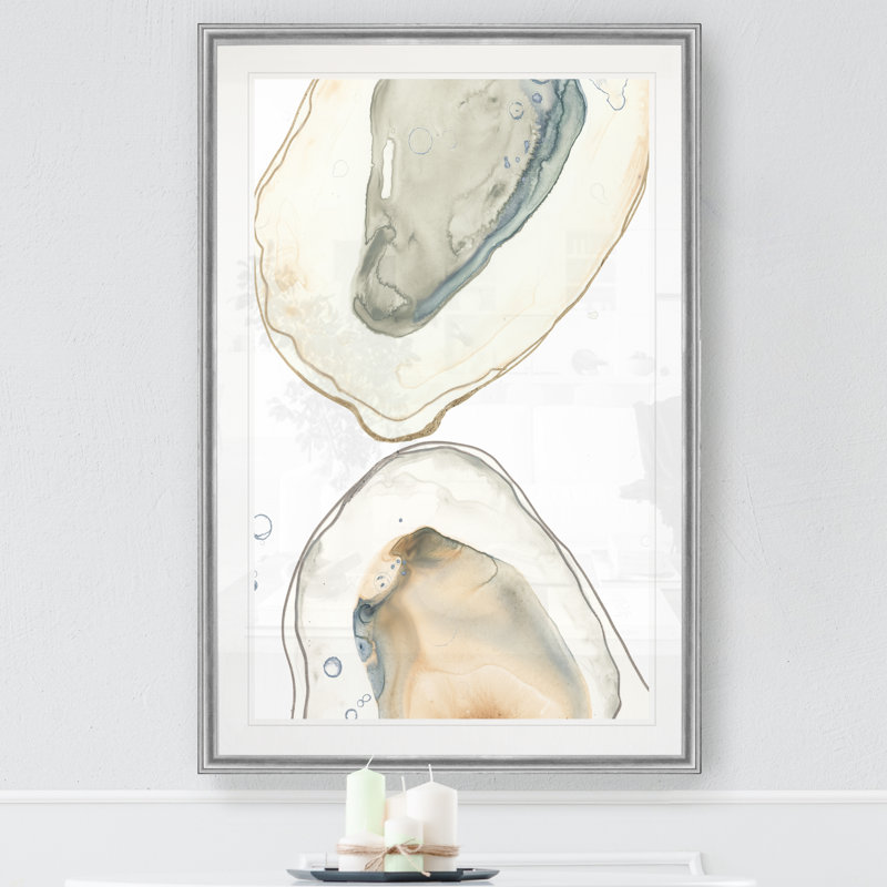 «Ocean Oysters II», reproduction sur toile, H 26,5 po x l 36,5 po , Impression encadrée, Argent argent