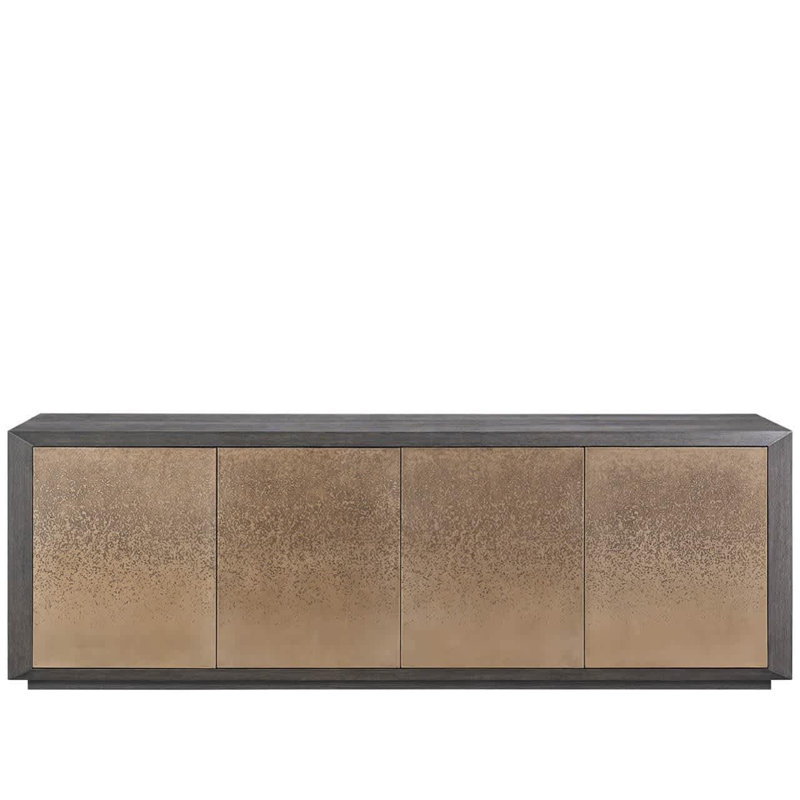 Modern Nova 96" Wide Smoked Gold Dark Oak Credenza