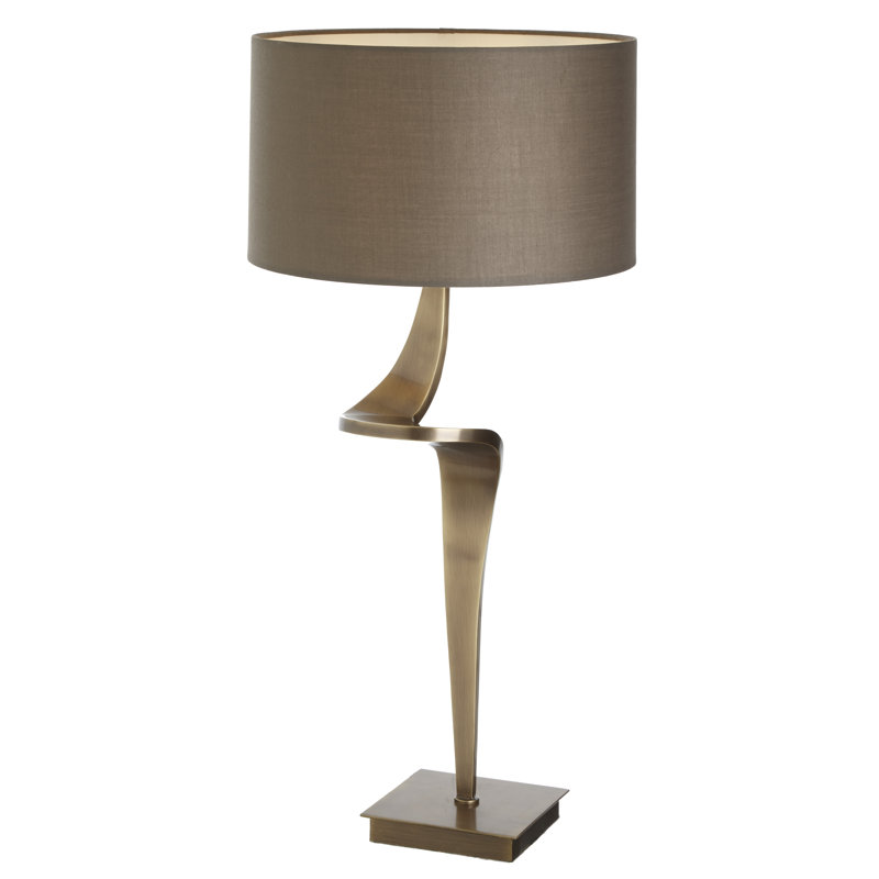 Colbert Metal Table Lamp, Antique Brass/Grey Shade