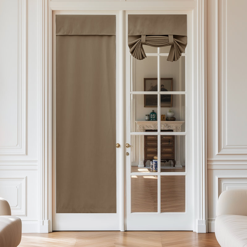  100% Blackout French Door Curtains, Privacy Curtains for Window, Room Darkening Thermal Insulated Door Window Shades for Bedroom, 1 Panel