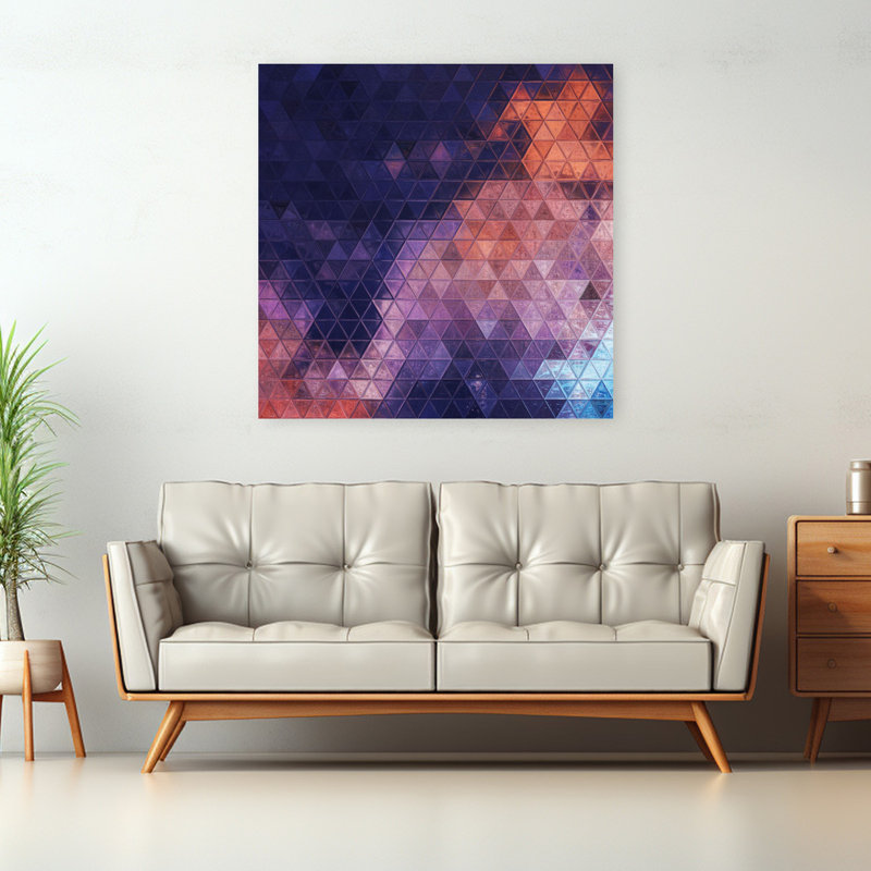 Faceted Color Spectrum Abstract Colorful Geometric Lilac Violet Wall Art Print 1 Piece Wrapped Canvas Wall Art