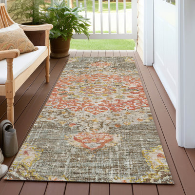 Machine Washable Indoor/Outdoor Claudian ACN1236 Brown Rug