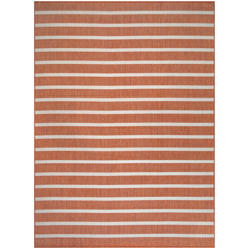 Shaila Striped Indoor / Outdoor Rug, Rectangle 4' x 6', Orange