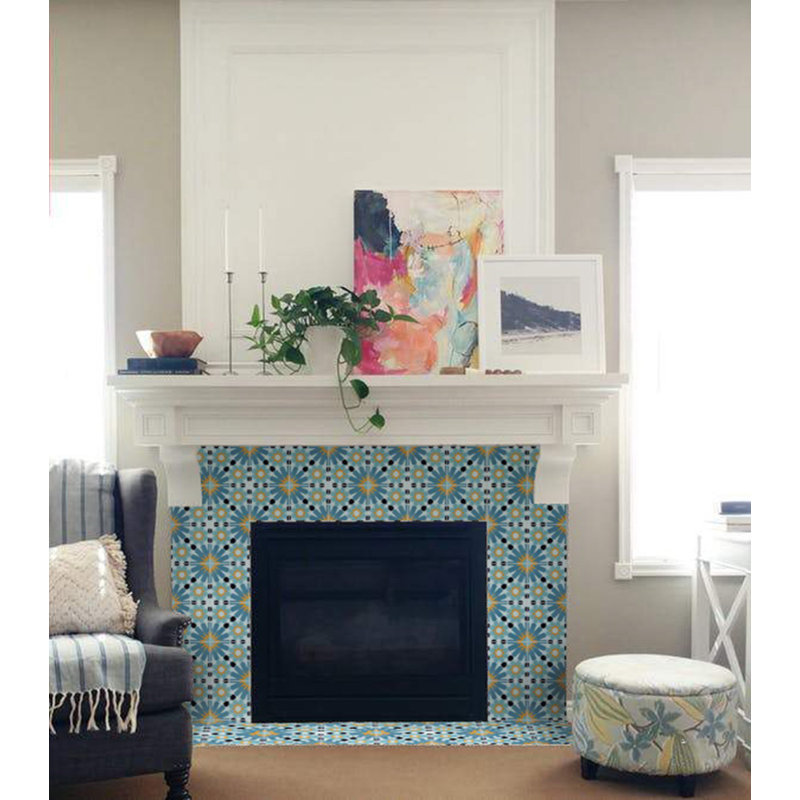 Tangier 8" x 8" Cement Patterned Wall & Floor Tile, Primero