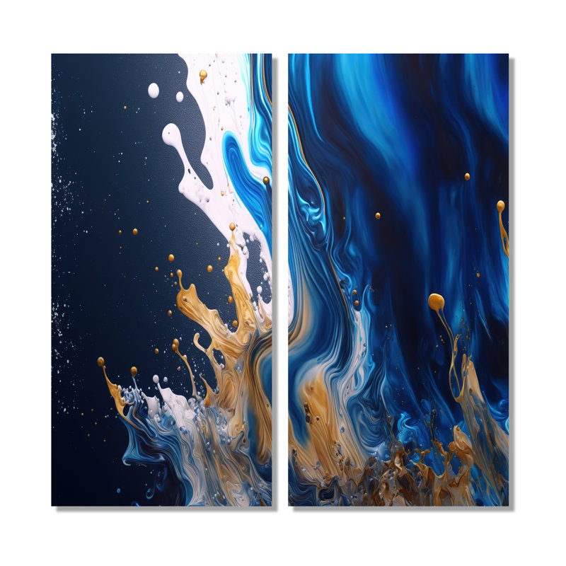 Ice Paint Splash I - Abstract Spirals Large, impressions sur toile 2 pièces, H 40 po x l 40 po, Toile tendue