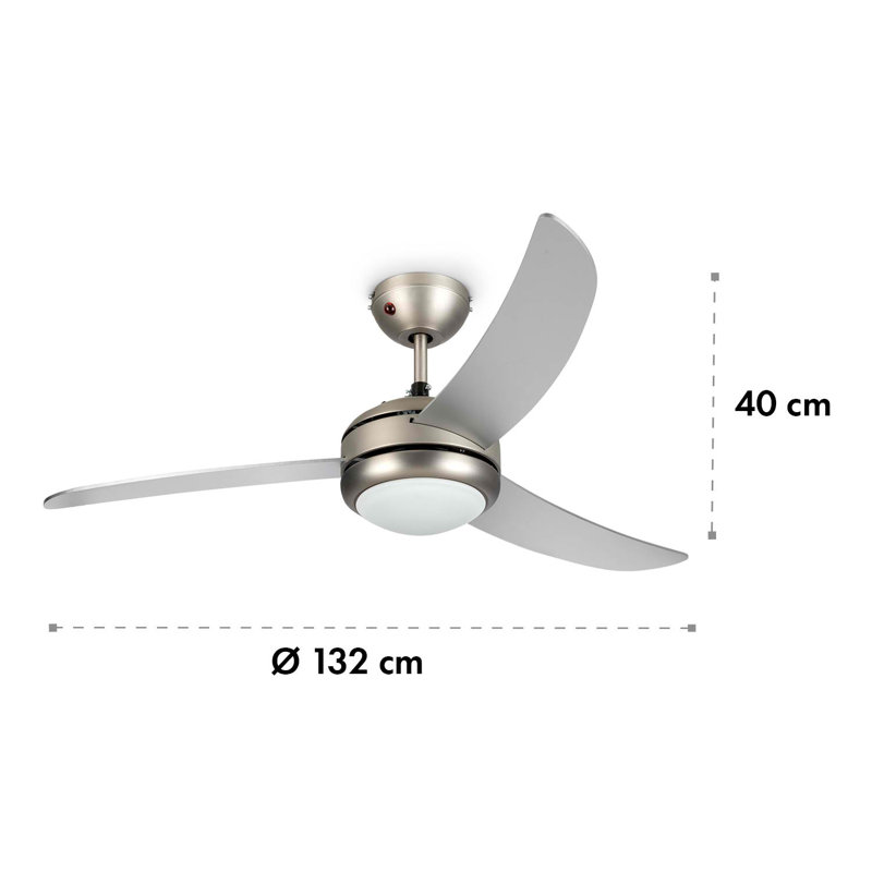 132cm Ceiling Fan with Light Kit, Matt brushed nickel