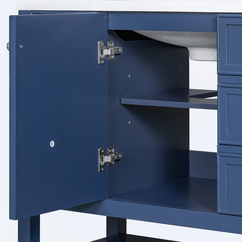 Bathroom Vanity With Sink Combo, One Cabinet And Three Drawers, Blue