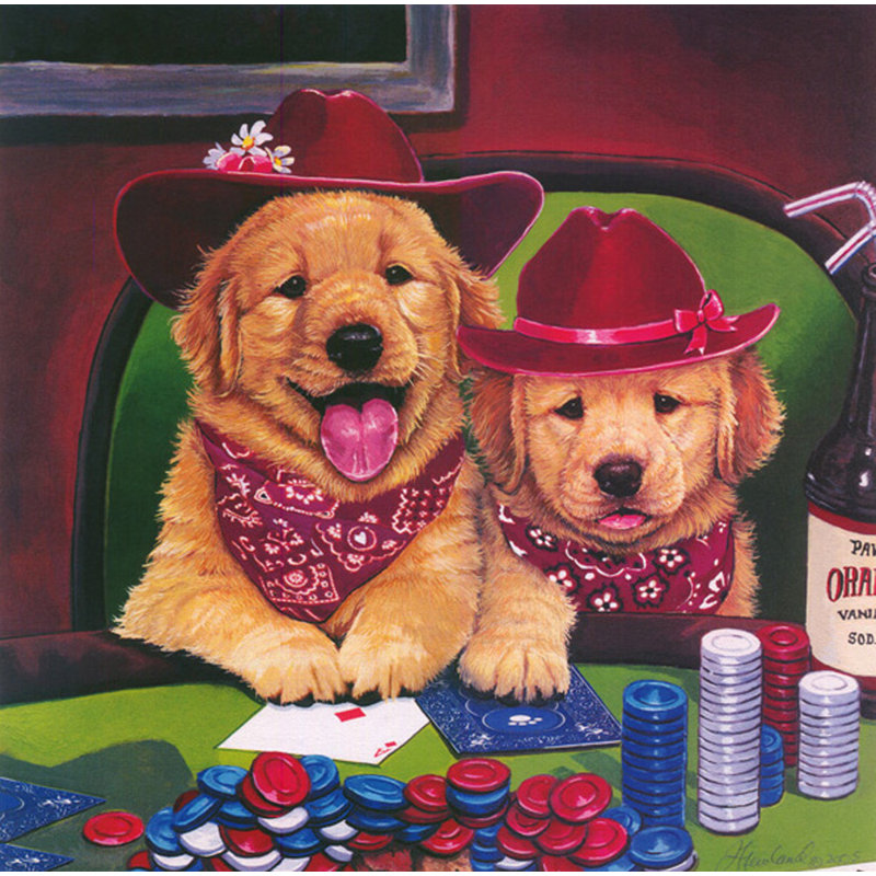 Poker Pups IV, H 20 po x l 20 po
