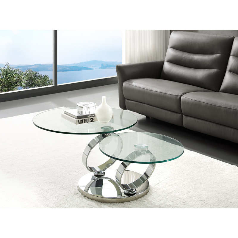Table basse par satellite en verre transparent