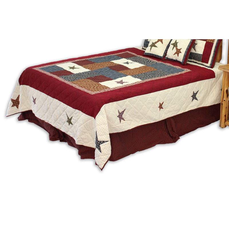 Courtepointe Fields and Stars, patchwork réel, assemblage de pièces, matelassé traditionnel à la main, taies décoratives et coussins assortis disponibles