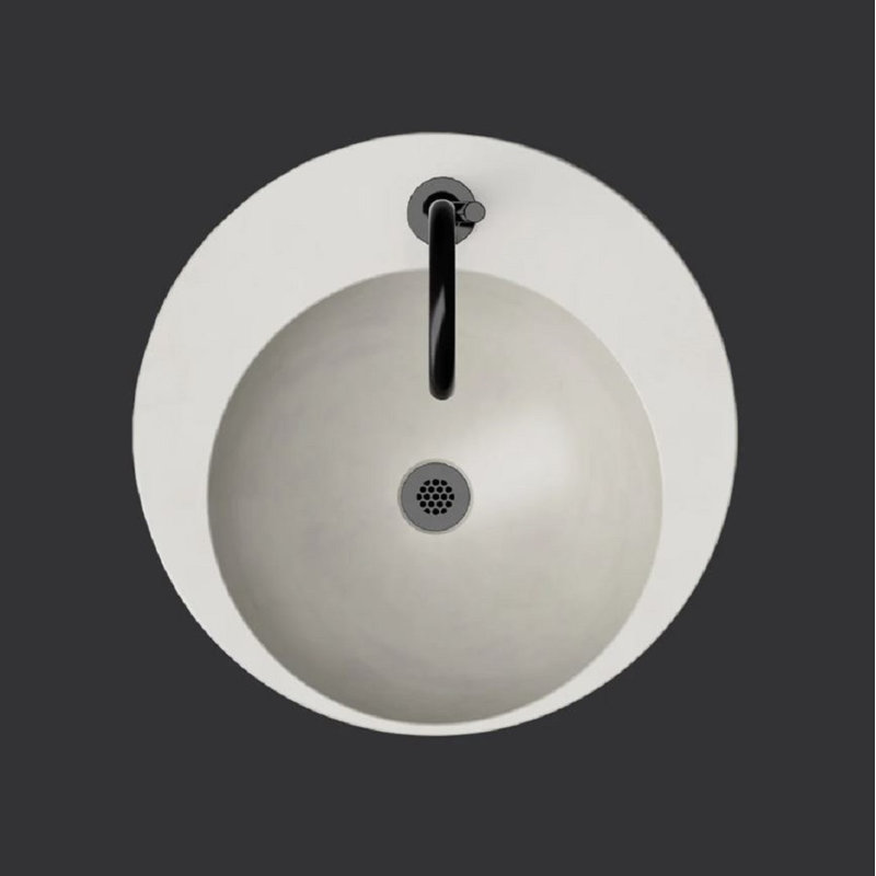 Trueform Concrete Rise 20'' Concrete Circular Bathroom Sink, Linen, Polished Chrome