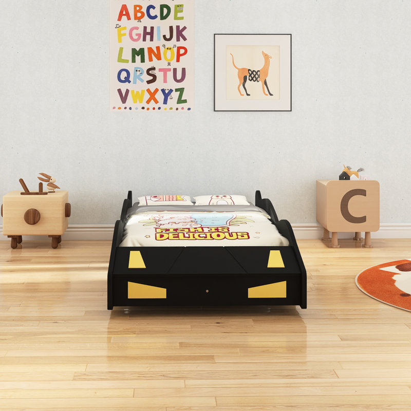 Twin Size Race Car-Shaped Platform Bed, Twin, Black