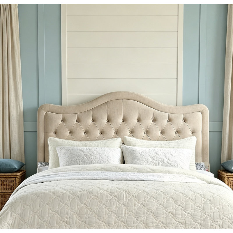 Tête de lit simple double avec très grand lit tapissier et capitonnage à boutons, hauteur réglable - Tête de lit classique