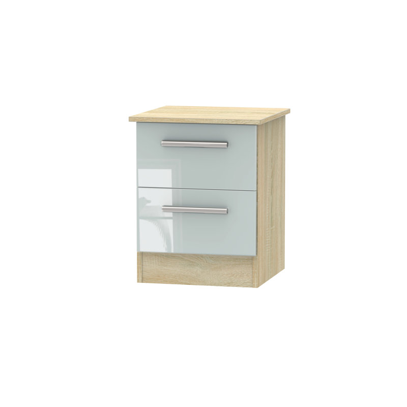 Fully Assembled Chesler 2 Drawer Bedside Table, Duck Egg